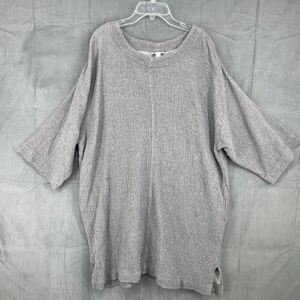 J.Jill Dress Womens Large Gray Round Neck Cotton Wool 3/4 Sleeves Lagenlook
